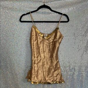 Gold Embellished Peplum Camisole Sleeveless Top